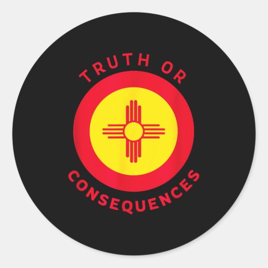 Sticker Rond Truth Or Consequences New Mexico Nm Flag Zia Souve (Devant)