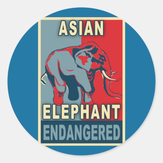 Sticker Rond Tshirts asiatiques Eléphants Pop Art en danger (Devant)