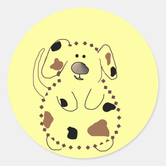 Sticker Rond Tshirts et cadeaux de chien de dessin animé (Devant)