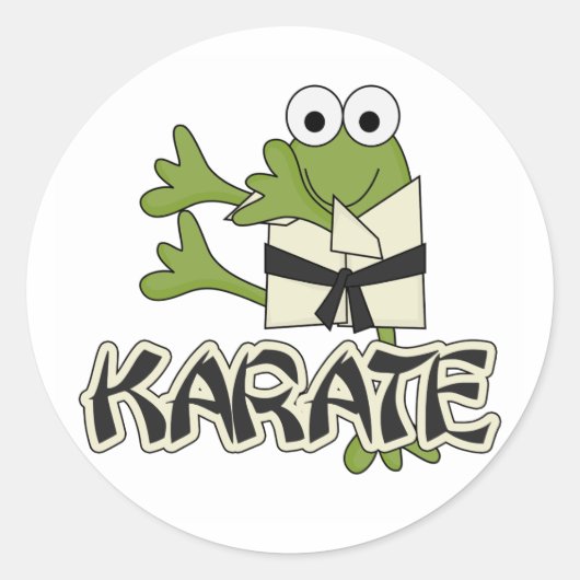 Sticker Rond Tshirts et cadeaux de karaté de grenouille (Devant)