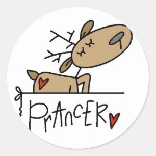 Sticker Rond Tshirts et Cadeaux de Renne Prancer