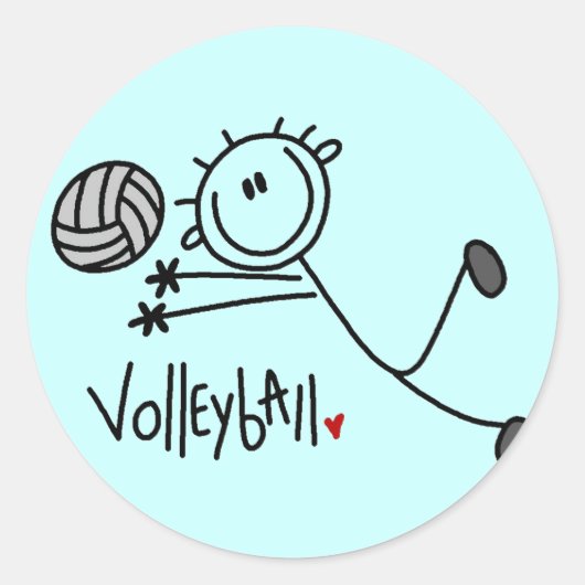 Sticker Rond Tshirts et cadeaux de volley-ball de base-ball (Devant)