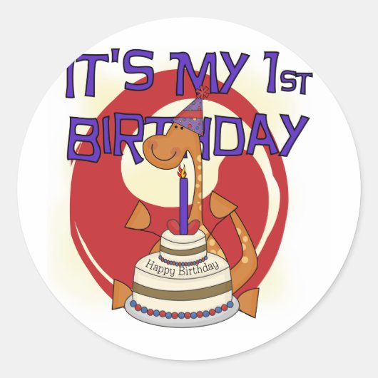 Sticker Rond Tshirts et cadeaux Dino Premier anniversaire (Devant)