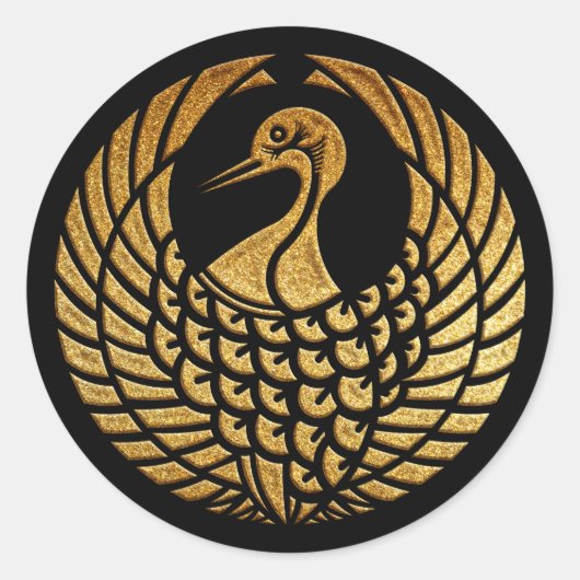 Sticker Rond Tsuru no Maru Kamon en Sceau d'or (Devant)