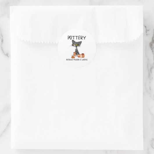 Sticker Rond Ttery Because Murder Is Wrong Funny Cat Funny Tter (Sac)