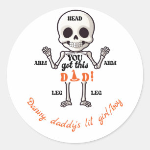 Sticker Rond Tu As Ce Papa Mignonne Octobre Squelette Né