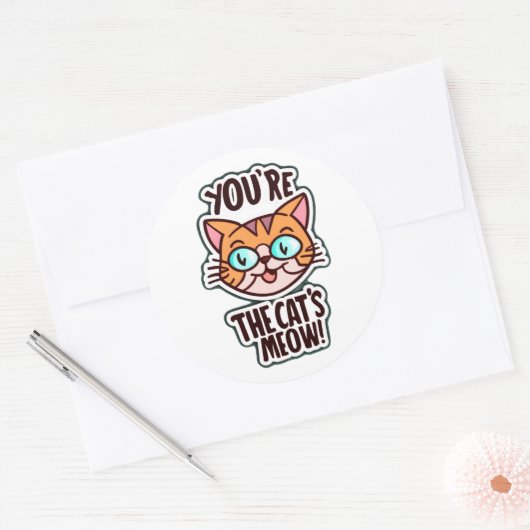 Sticker Rond Tu es la miow du chat (Enveloppe)