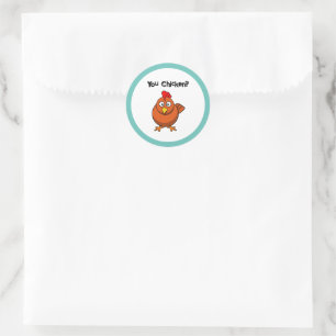 Sticker Rond Tu Poulet ?, Drôle Brown Caricature de coq