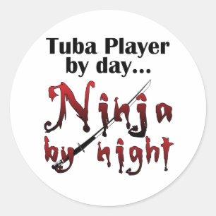 Sticker Rond Tuba Player by Day...
