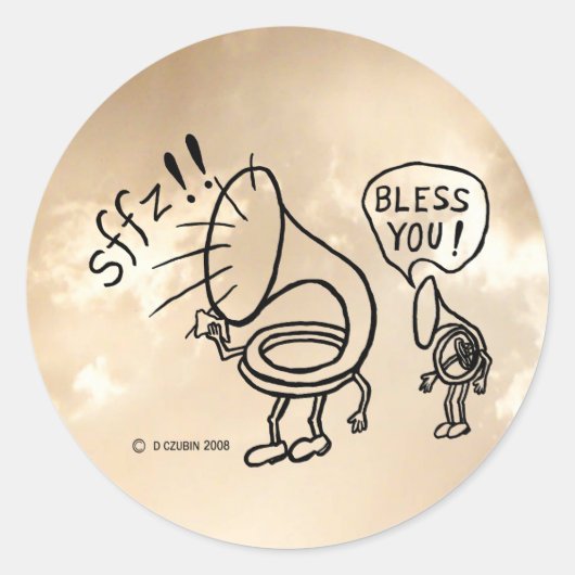 Sticker rond Tuba Sneeze Bordure Classique (Devant)