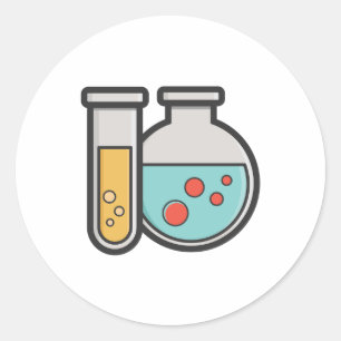 Sticker Rond Tube d'essai de chimie et bécher