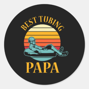 Sticker Rond Tubing Papa River Tube Bateau Eau de neige Lac Tub