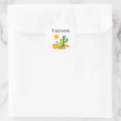 Sticker Rond Tucson Arizona Lizard sous Saguaro Classic Round (Sac)