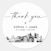 Sticker Rond Tucson Merci Favor 3" (feuille de 6) (Devant)