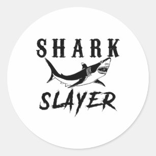 Sticker Rond Tueur de requins pêche de requin et pêcheurs en ea
