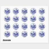 Sticker Rond Tuile bleue traditionnelle (Feuille)