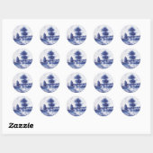 Sticker Rond Tuile bleue traditionnelle (Feuille)