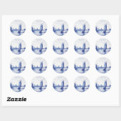 Sticker Rond Tuile bleue traditionnelle (Feuille)