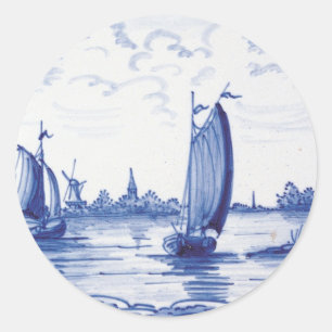 Sticker Rond Tuile bleue traditionnelle