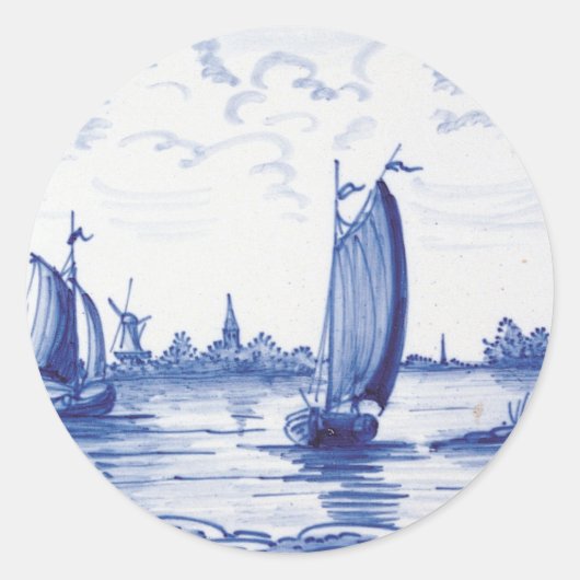 Sticker Rond Tuile bleue traditionnelle (Devant)