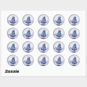 Sticker Rond Tuile bleue traditionnelle (Feuille)