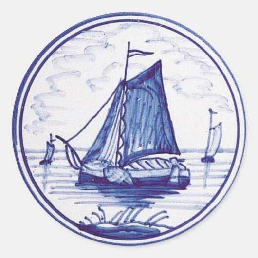 Sticker Rond Tuile bleue traditionnelle (Devant)