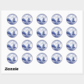 Sticker Rond Tuile bleue traditionnelle (Feuille)