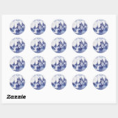 Sticker Rond Tuile bleue traditionnelle (Feuille)