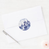 Sticker Rond Tuile bleue traditionnelle (Enveloppe)