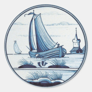 Sticker Rond Tuile bleue traditionnelle