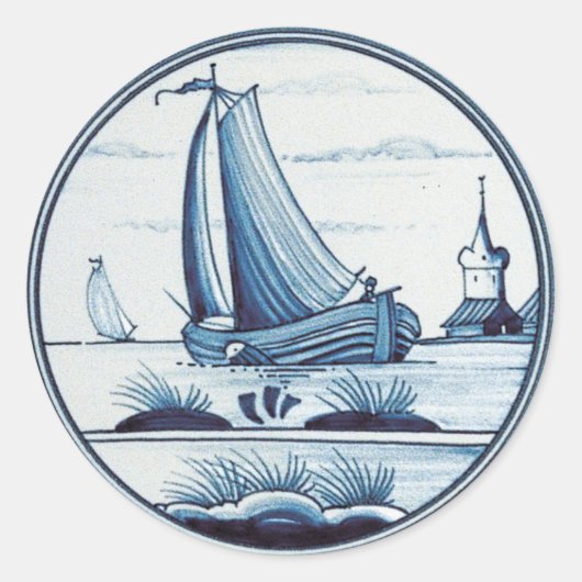 Sticker Rond Tuile bleue traditionnelle (Devant)