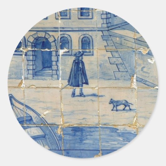 Sticker Rond Tuile d'azulejo (Devant)