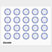 Sticker Rond Tuiles bleues Talavera, cadeau de fête de mariage  (Feuille)
