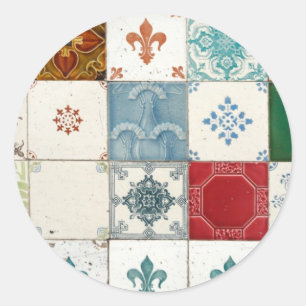 Sticker Rond Tuiles portugaises