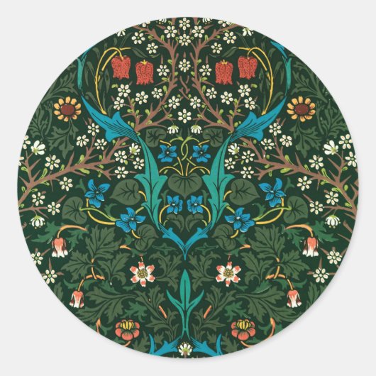 Sticker Rond Tulip, célèbre motif de William Morris, (Devant)