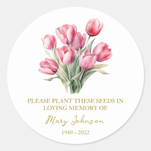 Sticker Rond Tulip Memorial Funeral Seed Packet (Devant)