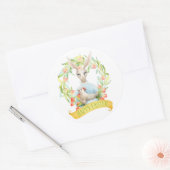 Sticker Rond Tulip Wreath et Rabbit Joyeux Pâques (Enveloppe)