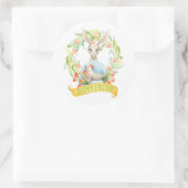 Sticker Rond Tulip Wreath et Rabbit Joyeux Pâques (Sac)