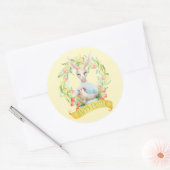 Sticker Rond Tulip Wreath et Rabbit Joyeux Pâques (Enveloppe)