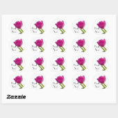Sticker Rond Tulipe Rose Chaud, Merci ! (Feuille)