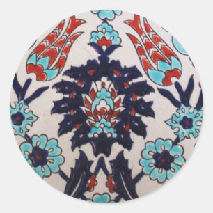 Sticker Rond TULIPE turque de tuile de tabouret antique VINTAGE