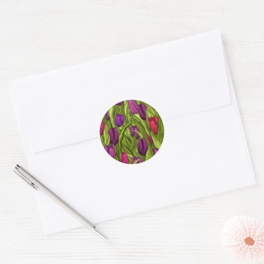 Sticker Rond Tulipes (Enveloppe)