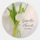 Sticker Rond Tulipes blanches dans le Mariage de bouteille de l (Devant)