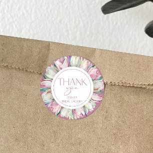 Sticker Rond Tulipes blanches roses Remerciement pour la fête d