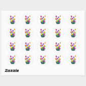 Sticker Rond Tulipes Colorées (Feuille)