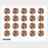 Sticker Rond Tulipes colorées géométriques (Feuille)