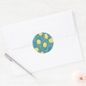 Sticker Rond Tulipes en bleu et jaune (Enveloppe)