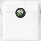 Sticker Rond Tulipes et jonquilles Fleurs Fond noir (Sac)