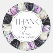 Sticker Rond Tulipes noires et blanches Remerciements pour la f (Devant)