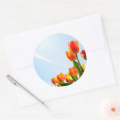 Sticker Rond Tulipes orange et rouge du dessous (Enveloppe)